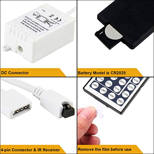 SUPERNIGHT RGB LED Light Strip Remote Controller, Dimmer for RGB LED Strip Lights, 44 Key Wireless IR Remote Controller for SMD 5050 3528 Rope Lights - Image 3
