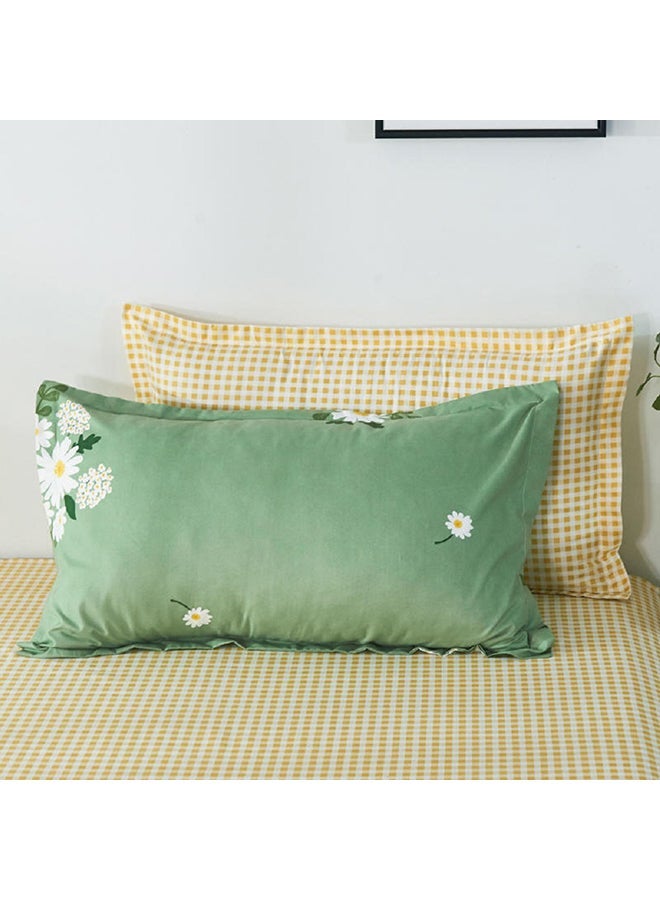 NIBEMINENT 4-Piece King Size Luxurious Cotton And Soft Microfiber Comforter Set (1 Duvet/Quilt Cover, 1 Flat Sheet, 2 Pillowcases) Green  - Image 4