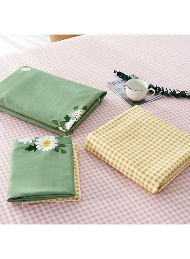 NIBEMINENT 4-Piece King Size Luxurious Cotton And Soft Microfiber Comforter Set (1 Duvet/Quilt Cover, 1 Flat Sheet, 2 Pillowcases) Green  - Image 2