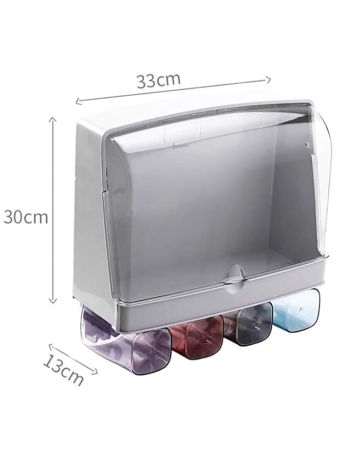 Toothbrush Holder Flip Design Clear Plastic Toothbrush Holder with Cup and 8 Toothbrush Holders Easy Installation No Drilling Wall Mounted | Bathroom Organizer | Toothbrush Shampoo Rack  - Image 4