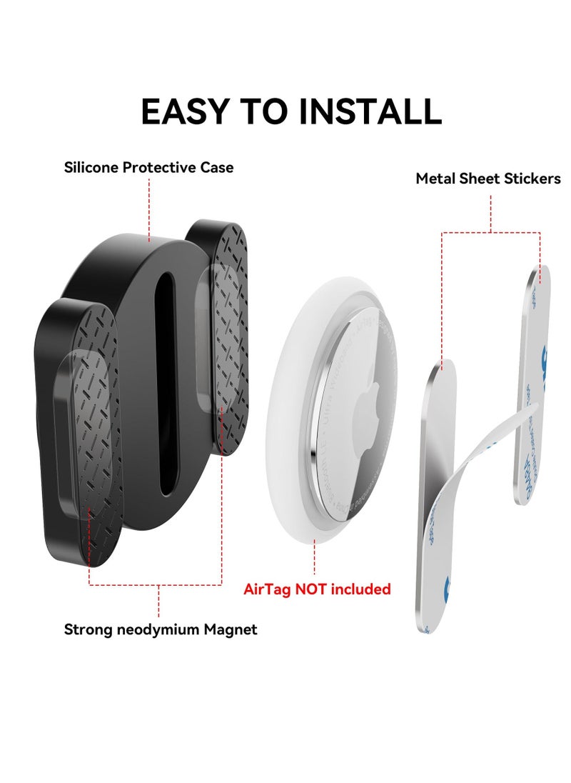 Generic - 2 Pack Magnetic Silicone AirTag Holder with Strong Magnet and Ultra Adhesive Sticker for Apple AirTag Case, Anti-Lost Hidden Air Tag Mount for Car, Bike, Metal Surfaces, Black and Blue - Image 1