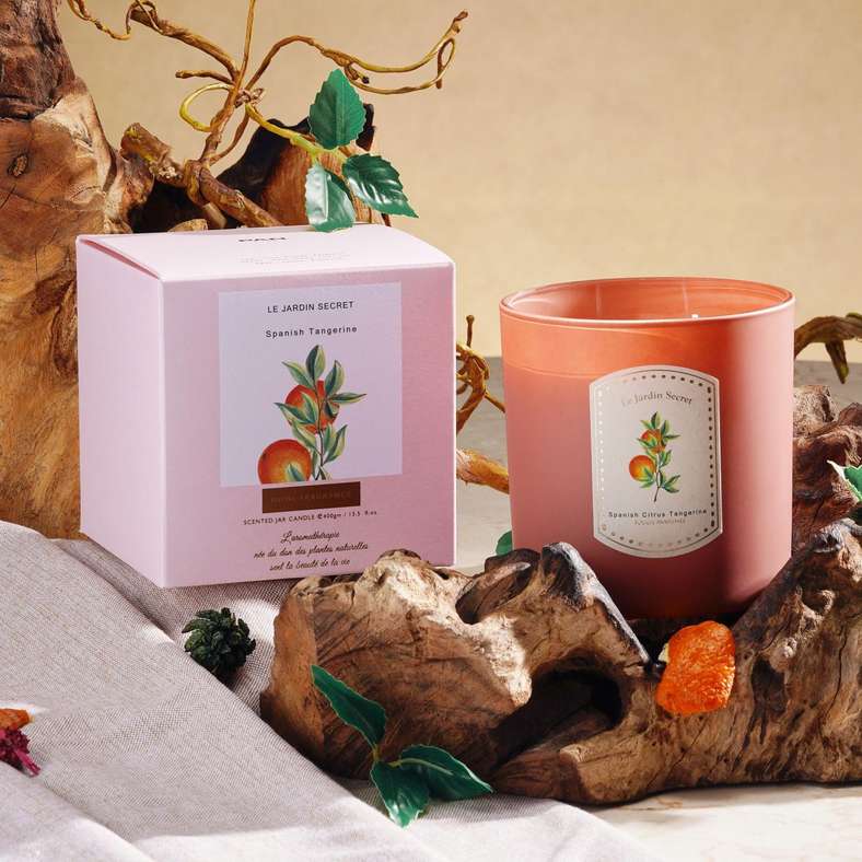 Pan Home Le Jardin Secret Spanish Tangerine Scented Jar Candle 400gm - Orange - 45Hrs