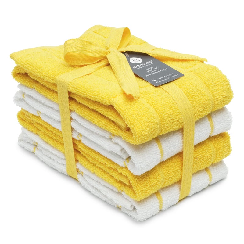 Mellow Buff 100% Cotton Terry Dish Towels, 4 pack16 x26 Inches, Super Soft and Absorbent Kitchen Towels, Perfect for Kitchen Cleaning and Dish Washing | Yellow - Image 1