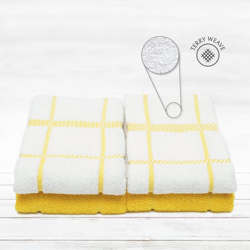 Mellow Buff 100% Cotton Terry Dish Towels, 4 pack16 x26 Inches, Super Soft and Absorbent Kitchen Towels, Perfect for Kitchen Cleaning and Dish Washing | Yellow - Image 3