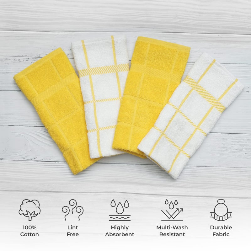 Mellow Buff 100% Cotton Terry Dish Towels, 4 pack16 x26 Inches, Super Soft and Absorbent Kitchen Towels, Perfect for Kitchen Cleaning and Dish Washing | Yellow - Image 2