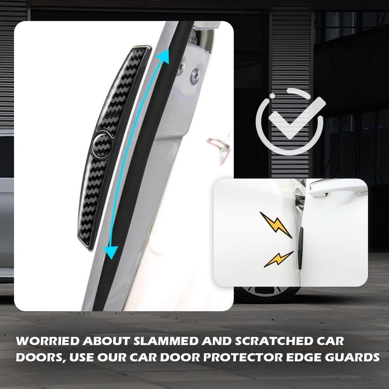 YGDMD 4PCS Carbon Fiber Car Door Protector Edge Guards,Thicker Door Guard for Cars Provides Impact and Anti-Scratch Protection,Universal Self-Adhesive Doors Protectors for Vehicles - Image 3