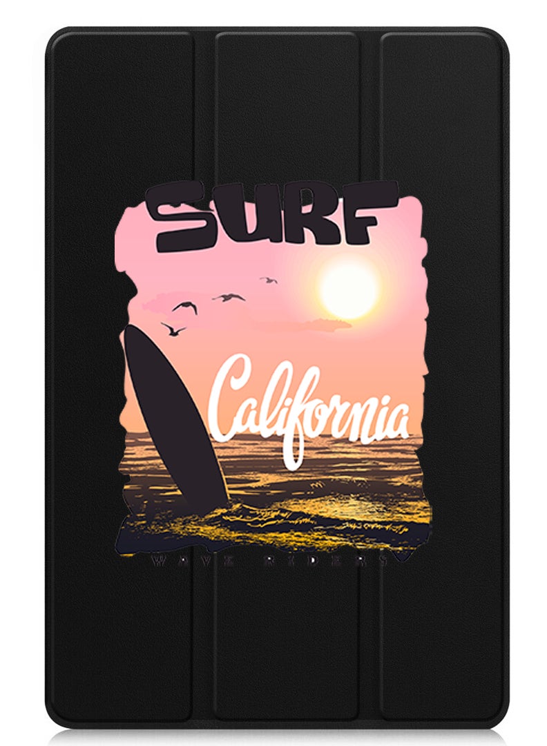 Theodor Protective Flip Case For Apple iPad mini 7th Generation (A17 Pro 2024 / Mini 6 2021 6th Generation) With Trifold Stand Auto Wake Sleep Shockproof Cover Surf California - Image 1