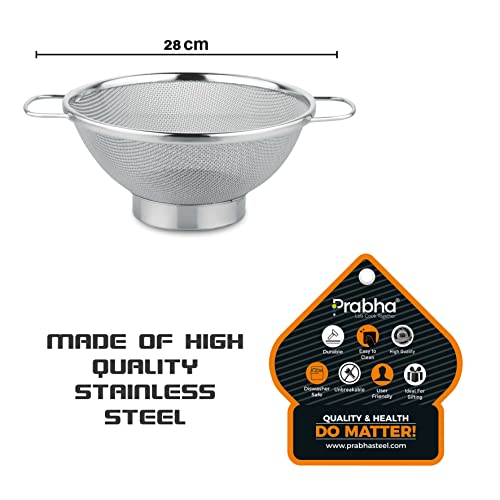 Prabha Stainless Steel Wire Mesh Colander, 28cm - Image 2