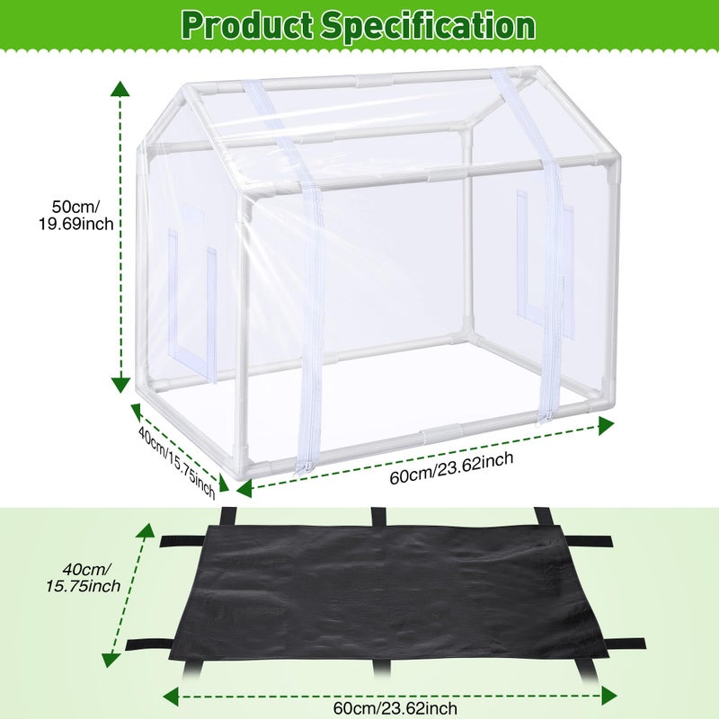 Meonum Mini Greenhouse with Potting Mat for Indoor Plant, Heavy Duty Portable Green House with Waterproof Pot Pad for Small Plants, Clear Small Plant Tent for Seed Humidity(White) - Image 2