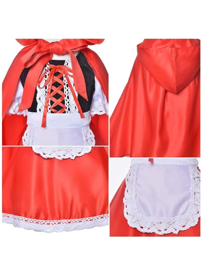Jorunb Little Red Riding Hood Costume for Girls with Pumpkin Bucket and Hairband - Image 4