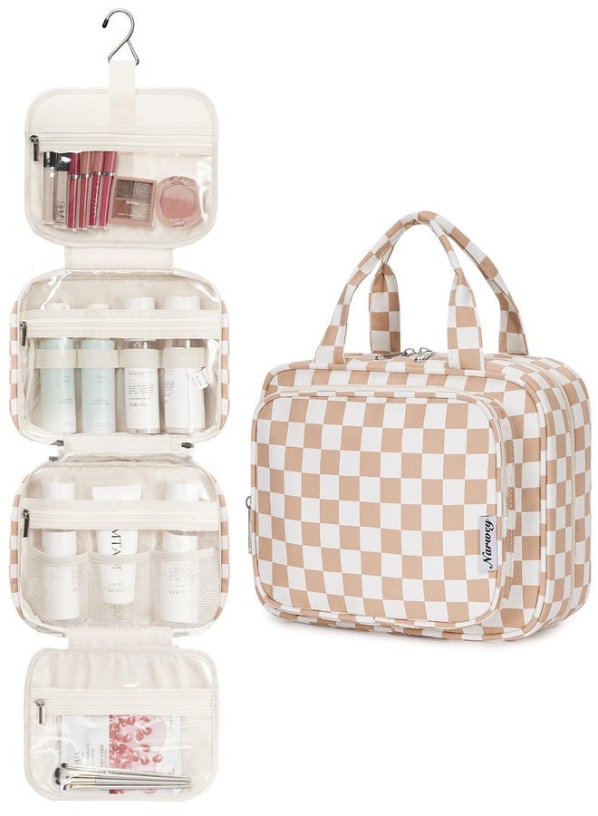 Narwey Hanging Toiletry Bag for Women Toiletries Bag for Travel Size Essentials Accessories, B-Light Checkerboard, Medium - Image 2