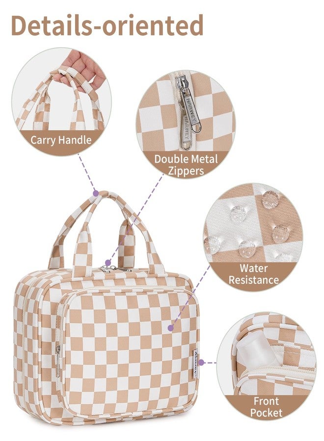 Narwey Hanging Toiletry Bag for Women Toiletries Bag for Travel Size Essentials Accessories, B-Light Checkerboard, Medium - Image 5