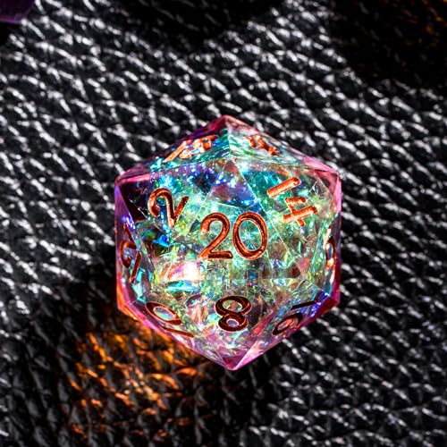 CRITALLIC 7PCS DND Dice SetTransparent Sharp Edge Dice Set DD RPG Polyhedral Diefor Dungeons and Dragons TTRPG Games Roleplaying Games Pathfinderwith Gift BoxPurple and Orange - Image 5