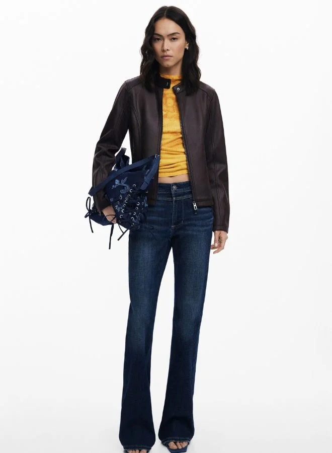 DESIGUAL COMBINED FAUX LEATHER JACKET