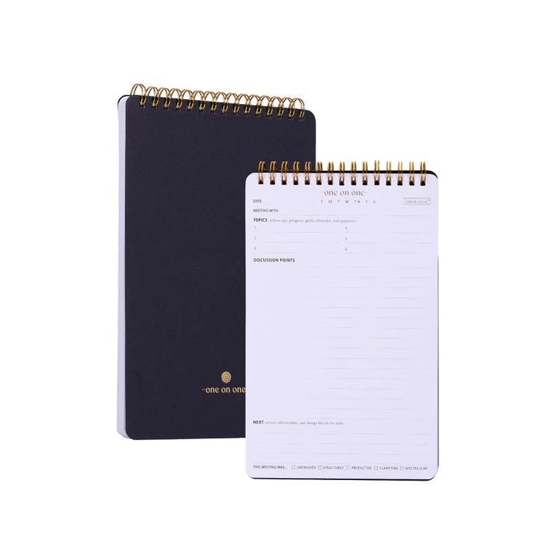 ZERONE CENTRE Meeting Notebook for Work with Action Plan - A5 Perfect Spiral Notepad for Team Leads to Professionally Manage Business Projects - 54 Sheets TO Keep Notes Organized & Productive-Black-A5 - Image 1