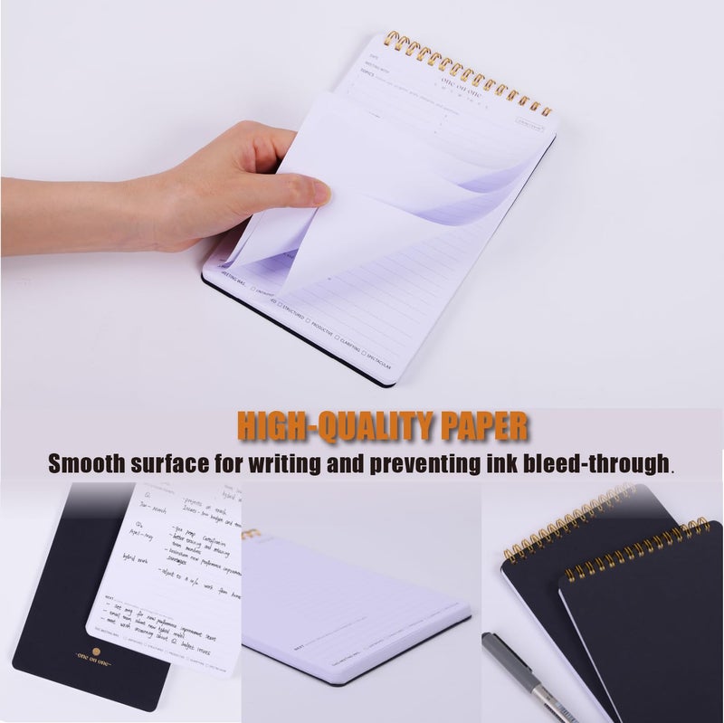 ZERONE CENTRE Meeting Notebook for Work with Action Plan - A5 Perfect Spiral Notepad for Team Leads to Professionally Manage Business Projects - 54 Sheets TO Keep Notes Organized & Productive-Black-A5 - Image 5