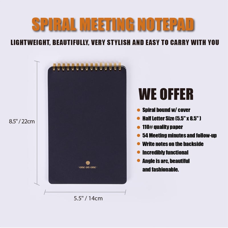 ZERONE CENTRE Meeting Notebook for Work with Action Plan - A5 Perfect Spiral Notepad for Team Leads to Professionally Manage Business Projects - 54 Sheets TO Keep Notes Organized & Productive-Black-A5 - Image 2