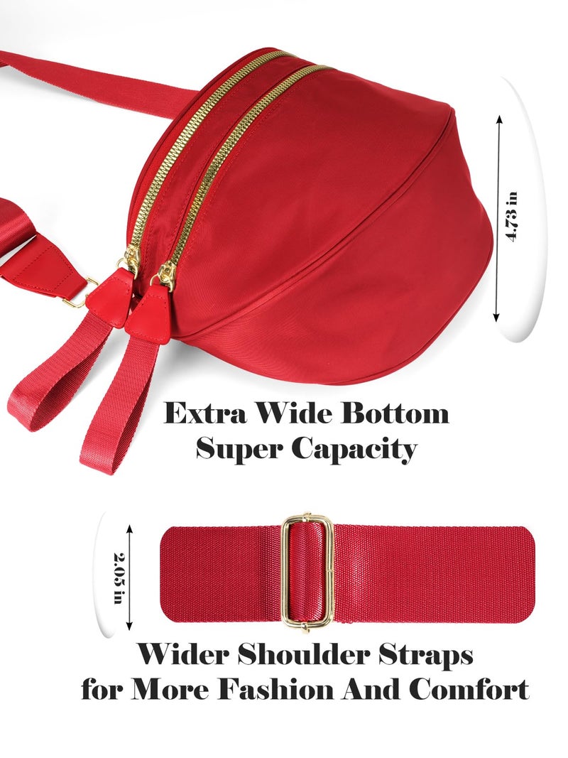 MEISEY Pure Colour Crossbody Bag Bum Bag for Women,Spacious Purse Fanny Packs Belt Bag,Oversized Bum Bag (Colour Bum Bag-Red) - Image 5
