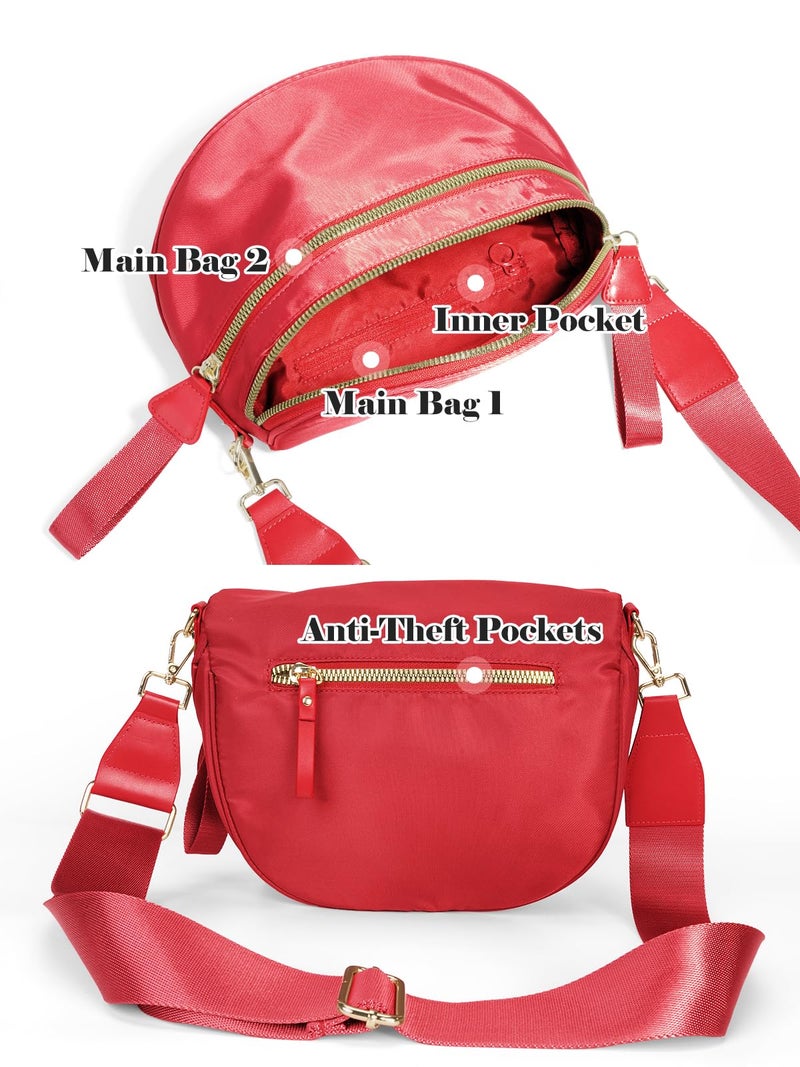 MEISEY Pure Colour Crossbody Bag Bum Bag for Women,Spacious Purse Fanny Packs Belt Bag,Oversized Bum Bag (Colour Bum Bag-Red) - Image 4