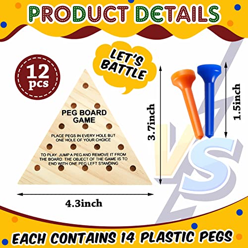 Skylety 12 Pack Triangle Peg Games Wooden Board Table Game for Family Boys Girls Adults Learning Toys Travel Peg Jump Toys Triangle Puzzle Brain Teaser Christmas Gifts BlueOrange - Image 3