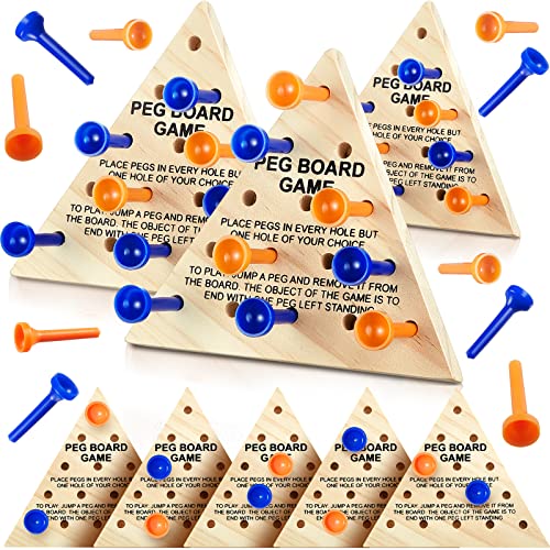 Skylety 12 Pack Triangle Peg Games Wooden Board Table Game for Family Boys Girls Adults Learning Toys Travel Peg Jump Toys Triangle Puzzle Brain Teaser Christmas Gifts BlueOrange - Image 1