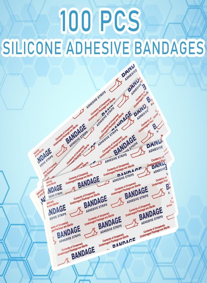 Funtery 100 Pcs Silicone Adhesive Bandages Bulk Sensitive Skin Painless Removal Bandages for Sensitive Fragile Skin Elderly Painless Removal Delicate - Image 2