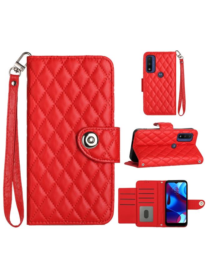 S-TOP Case For Motorola Moto G Power 2022 Rhombic Texture Flip Leather Phone Case with Lanyard - Image 1