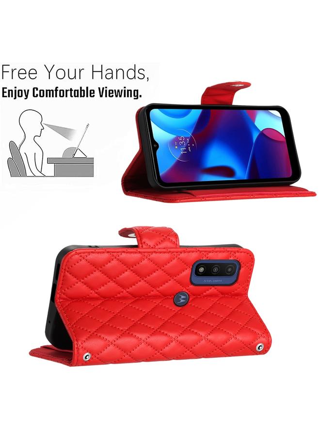 S-TOP Case For Motorola Moto G Power 2022 Rhombic Texture Flip Leather Phone Case with Lanyard - Image 4