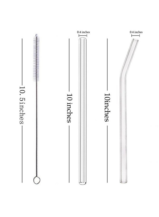 ALINK ALINK Glass Smoothie Straws, 10" x 10 mm Long Reusable Clear Drinking Straws, Pack of 8 with 2 Cleaning Brush, - Image 2
