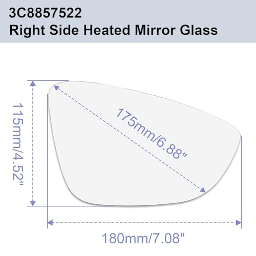 LEPEVNEY LEPEVEY 1-Pack Passenger Side (Right) Heated Mirror Glass for 2011-2015 Volkswagen CC, Eos, Passat – Convex Replacement with Backing Plate - Image 2