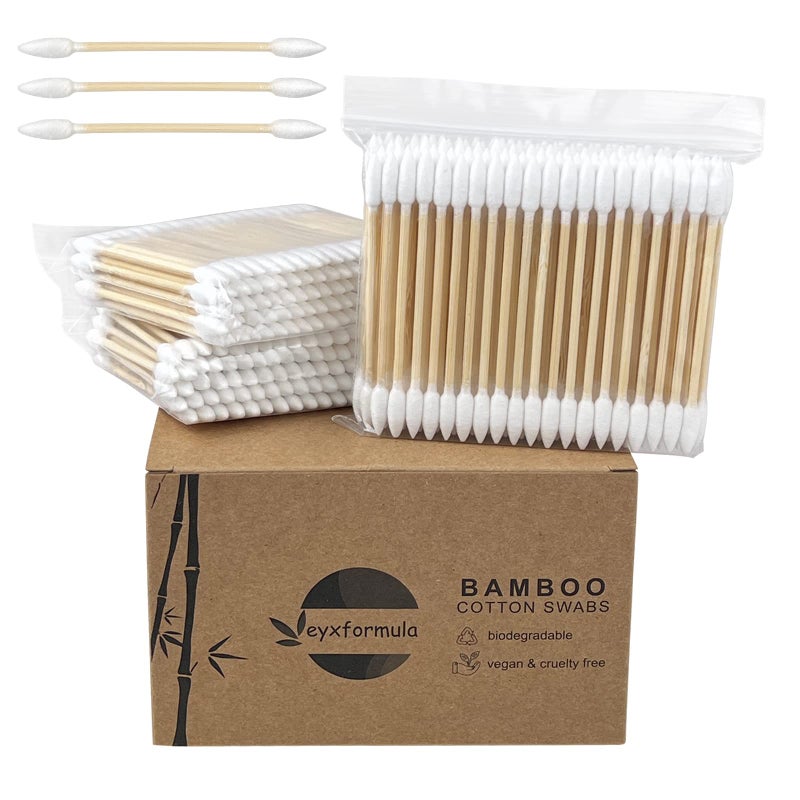 eyxformula 500 Count Pointed Tip Cotton Swabs - Double Precision Tips with Bamboo Sticks - Pointy Cotton Swabs for Makeup & Nail Polish Touch-ups, Cosmetic Application, Art & Crafts, Detailed Cleaning - Image 1