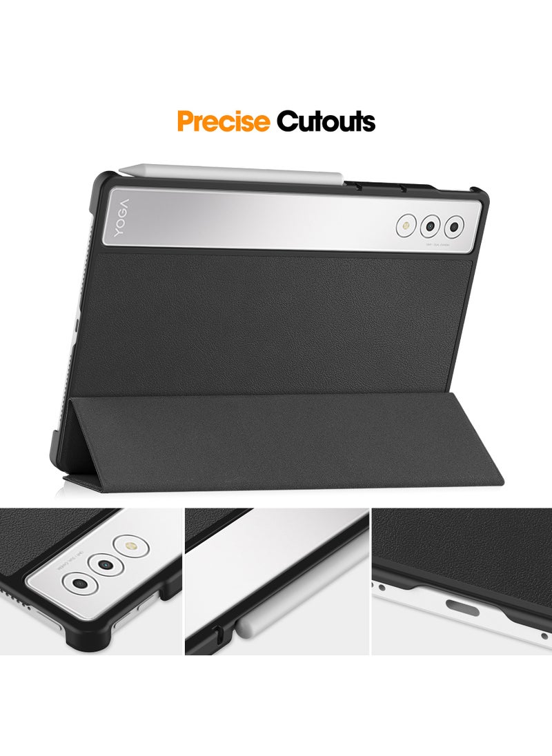 Generic - Case for Lenovo Yoga Tab Plus 12.7 Inch Folio Slim Smart Cover Lightweight Hard Shell Protective Case with Multi-Angle Stand (Black) - Image 1