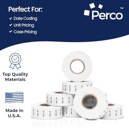 Perco 1 Line "SELL BY" Labels - 32 Rolls, 4 Sleeves, 32,000 Blank Date Gun Labels for Perco 1 Line Date Guns - Made in USA - Image 4