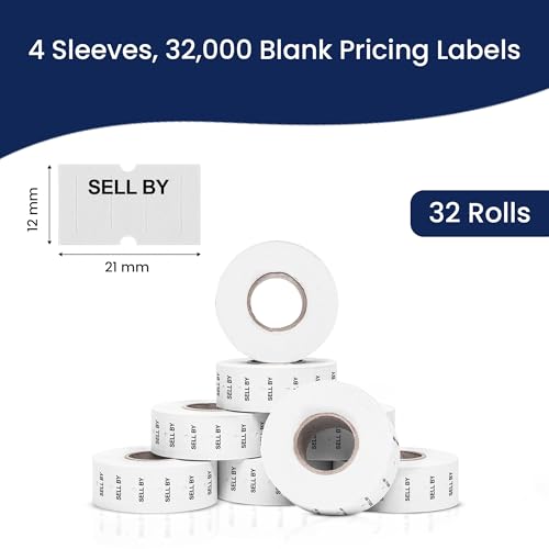 Perco 1 Line "SELL BY" Labels - 32 Rolls, 4 Sleeves, 32,000 Blank Date Gun Labels for Perco 1 Line Date Guns - Made in USA - Image 3