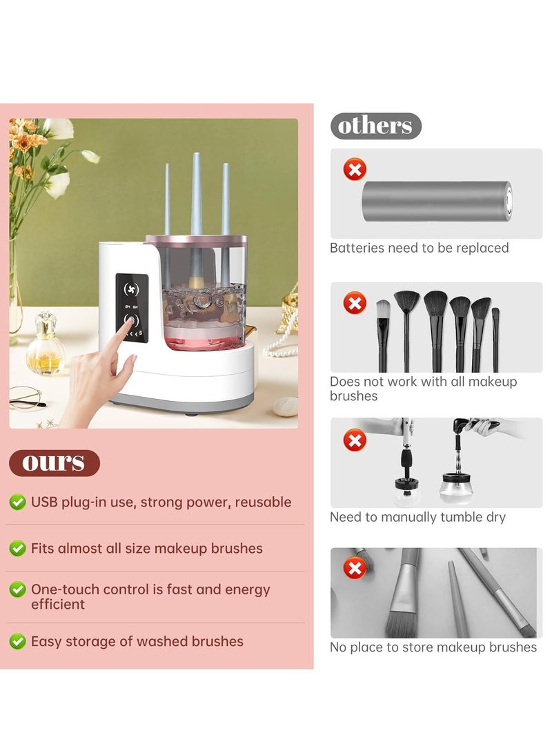 Generic 3-in-1 Electric Makeup Brush Cleaner with Makeup Brush Dryer - Portable Automatic USB Makeup Brush Cleaning Tool for All Sizes of Beauty Makeup Brush Sets, Contouring, Eyeshadow, Blush Brushes  - Image 2
