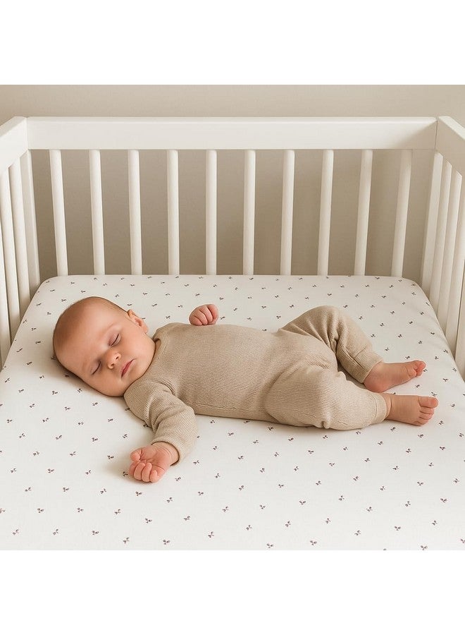 Ely's & Co. Patent Pending Waterproof Pack and Play Sheets, 100% Cotton with Waterproof Lining - 2 Pack Fitted Mini Crib Sheet Set, Berry and Cluster Dot (Lavender) 38” x 24” - Image 2