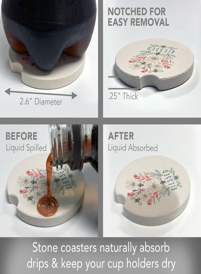 Counterart Thirstystone Blessed Bouquet Single Absorbent Stone Car Coaster for Vehicle Cup Holder 2.6” Diameter Manufactured in The USA - Image 3