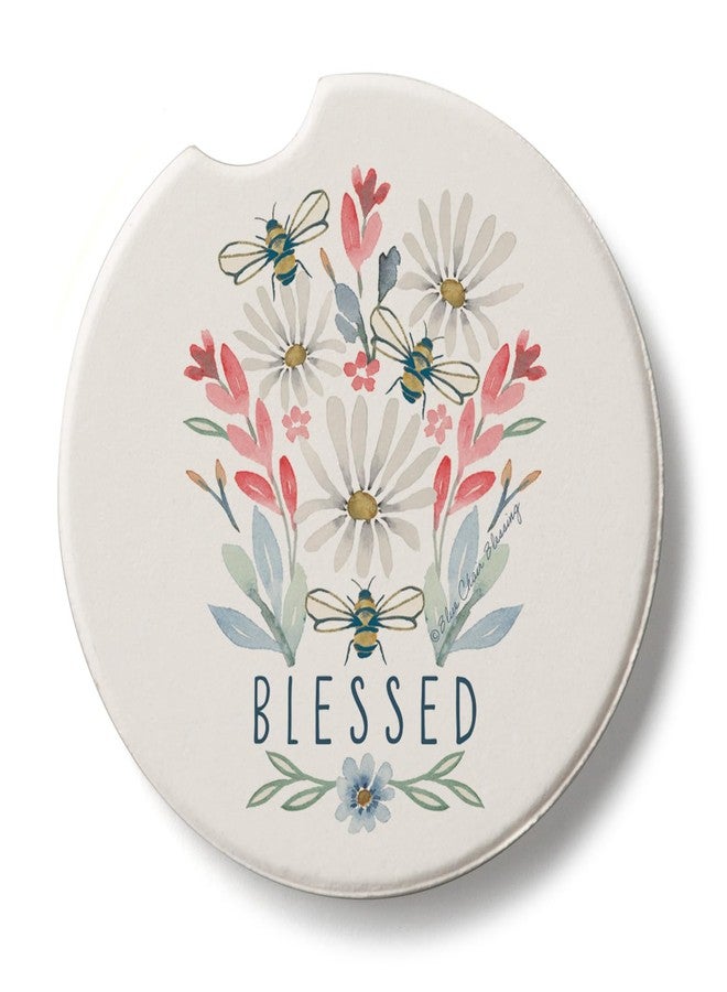 Counterart Thirstystone Blessed Bouquet Single Absorbent Stone Car Coaster for Vehicle Cup Holder 2.6” Diameter Manufactured in The USA - Image 1
