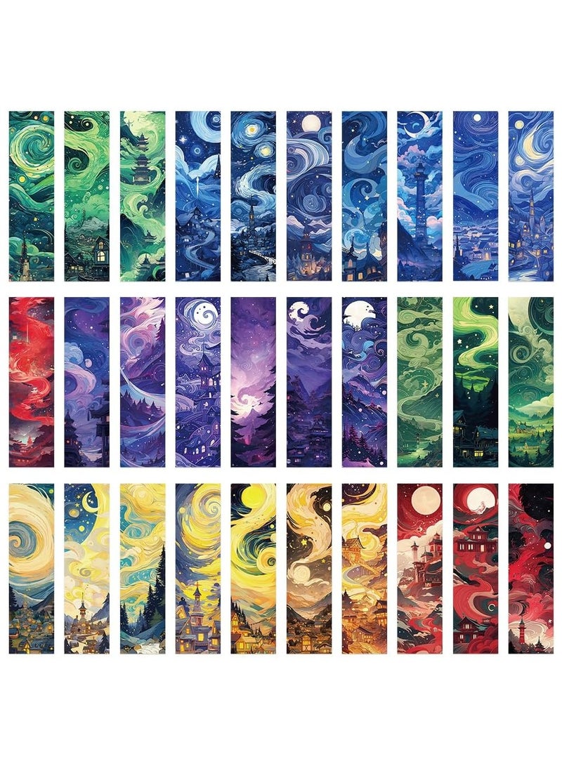 Fantasy Bookmarks 30 Pcs, Unique Starry Night Sky Space Planets Charm Moon Book Marks Reading Lovers Bulk Personalized Cool Page Markers Women Men Boys Kids Students School - Image 1