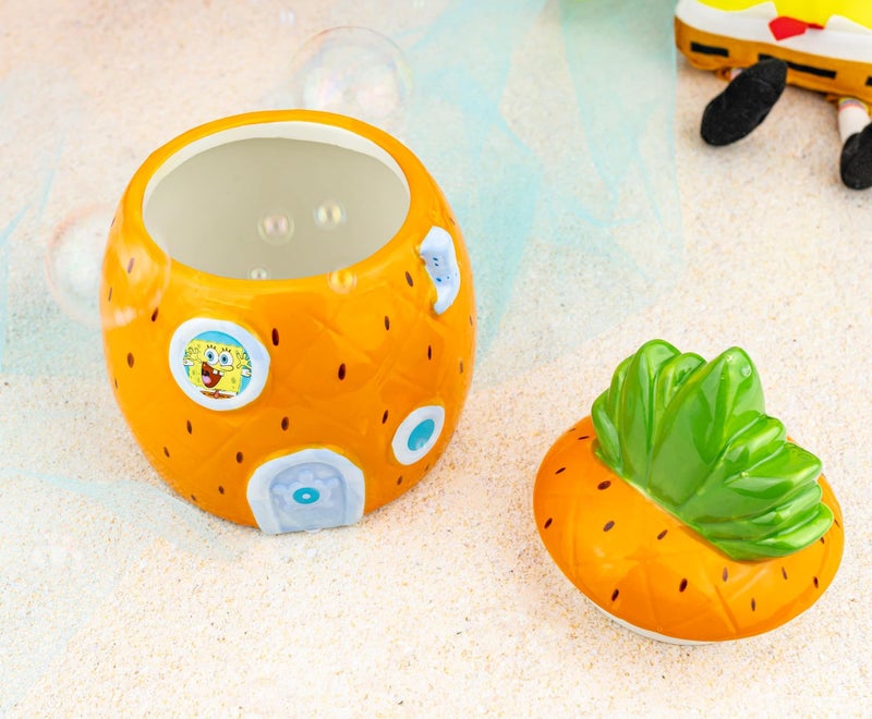 Silver Buffalo SpongeBob SquarePants Small Sculpted Ceramic Snack Jar Featuring Pineapple House and SpongeBob SquarePants, 5.2â€ x 5.2â€ x 6.6â€ - Image 5