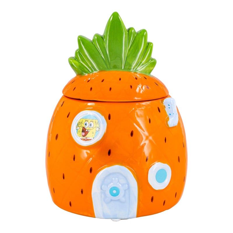 Silver Buffalo SpongeBob SquarePants Small Sculpted Ceramic Snack Jar Featuring Pineapple House and SpongeBob SquarePants, 5.2â€ x 5.2â€ x 6.6â€ - Image 1