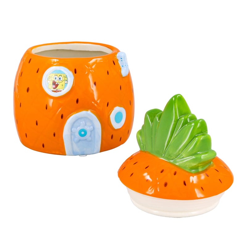 Silver Buffalo SpongeBob SquarePants Small Sculpted Ceramic Snack Jar Featuring Pineapple House and SpongeBob SquarePants, 5.2â€ x 5.2â€ x 6.6â€ - Image 3