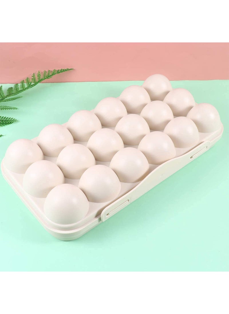 DHVSAM Dhvsam Grid Eggs Carrier Container Plastic Egg Holder Trays Storage Egg Box Plastic Portable Stackable Refrigerator Egg Holder with Lid for Protect Keep Egg Fresh 18 Grids Cream  - Image 4