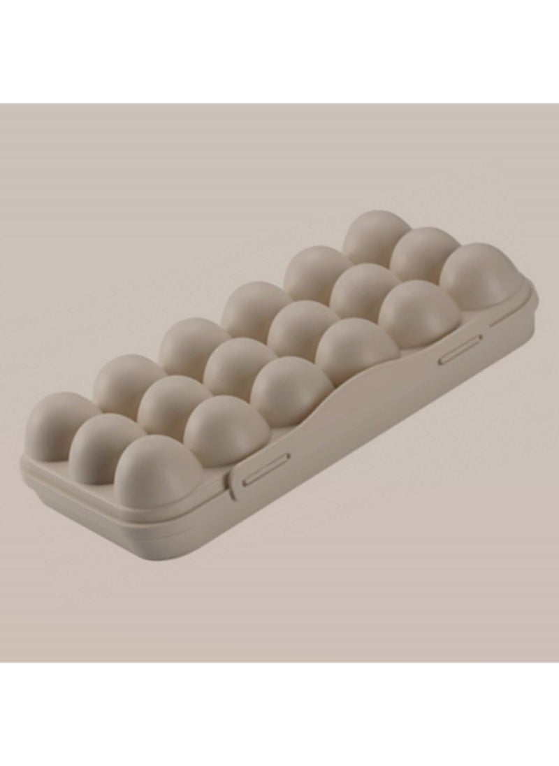 DHVSAM Dhvsam Grid Eggs Carrier Container Plastic Egg Holder Trays Storage Egg Box Plastic Portable Stackable Refrigerator Egg Holder with Lid for Protect Keep Egg Fresh 18 Grids Cream  - Image 5