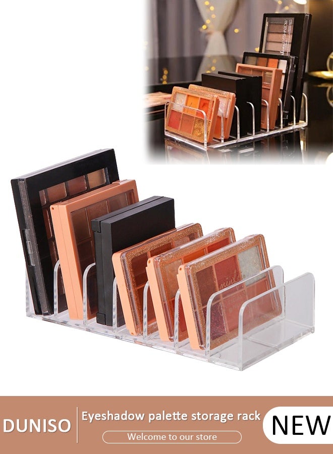 DUNISO Eyeshadow Palette Makeup Organizer 7-Section Divided Acrylic Makeup Cosmetic Storage Organize Holder Display Stand Rack Desktop Transparent Shelf - Image 1