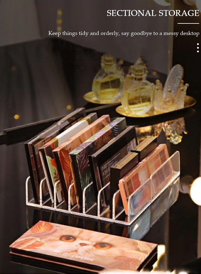 DUNISO Eyeshadow Palette Makeup Organizer 7-Section Divided Acrylic Makeup Cosmetic Storage Organize Holder Display Stand Rack Desktop Transparent Shelf - Image 3