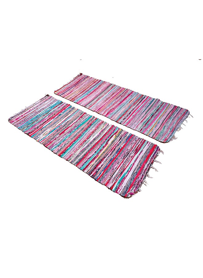 Bazaar Misr Bazaar Misr Hand Made 2 Pics Kilim Rag Rug - Multi Color  70 X 200 Cm Outdoor Kitchen Bathroom 