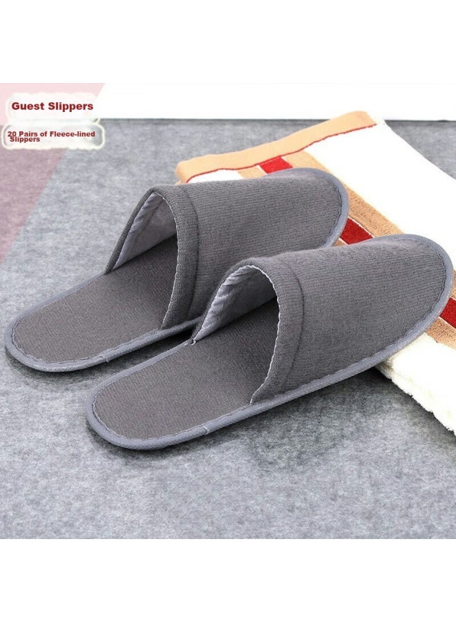 ETRAVEL Etravel Disposable Slippers, 10 Pairs, Hotel Non-slip Slippers, Thickened Travel Slippers For Guesthouses And Homestays, Brushed Fleece, Size 43, Gray  - Image 1