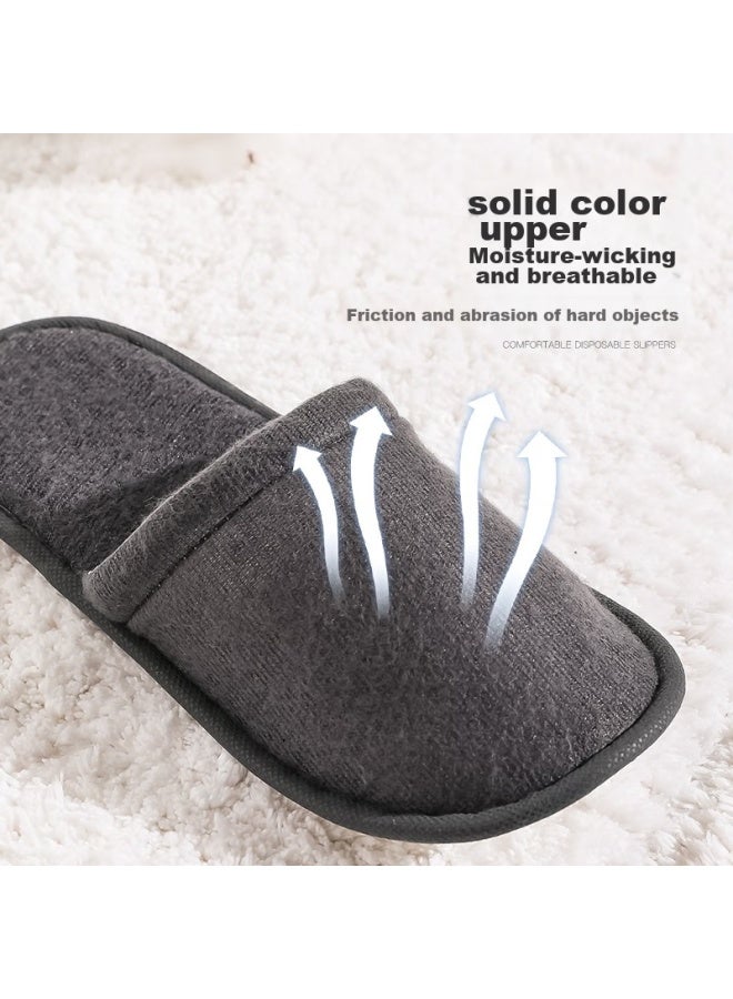 ETRAVEL Etravel Disposable Slippers, 10 Pairs, Hotel Non-slip Slippers, Thickened Travel Slippers For Guesthouses And Homestays, Brushed Fleece, Size 43, Gray  - Image 3