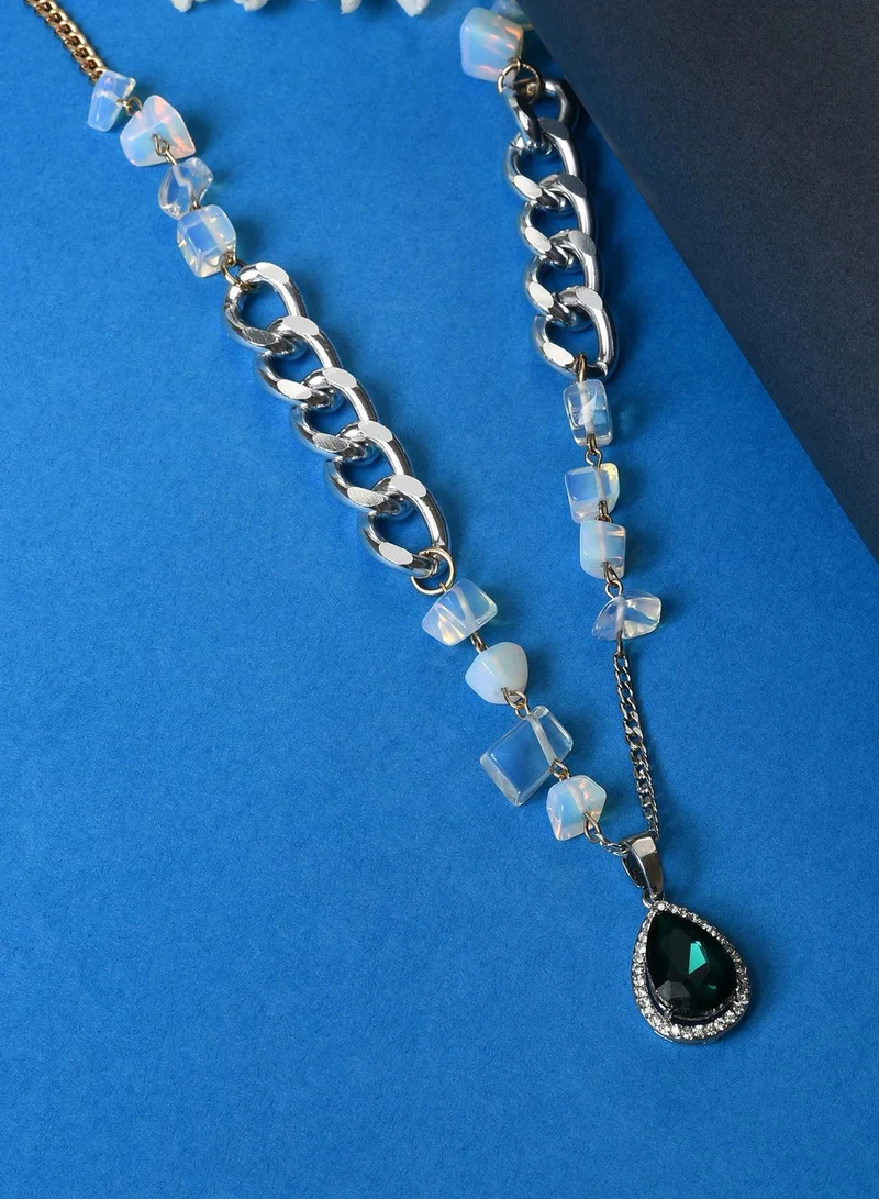 SOHI Silver Plated Designer Stone Necklace